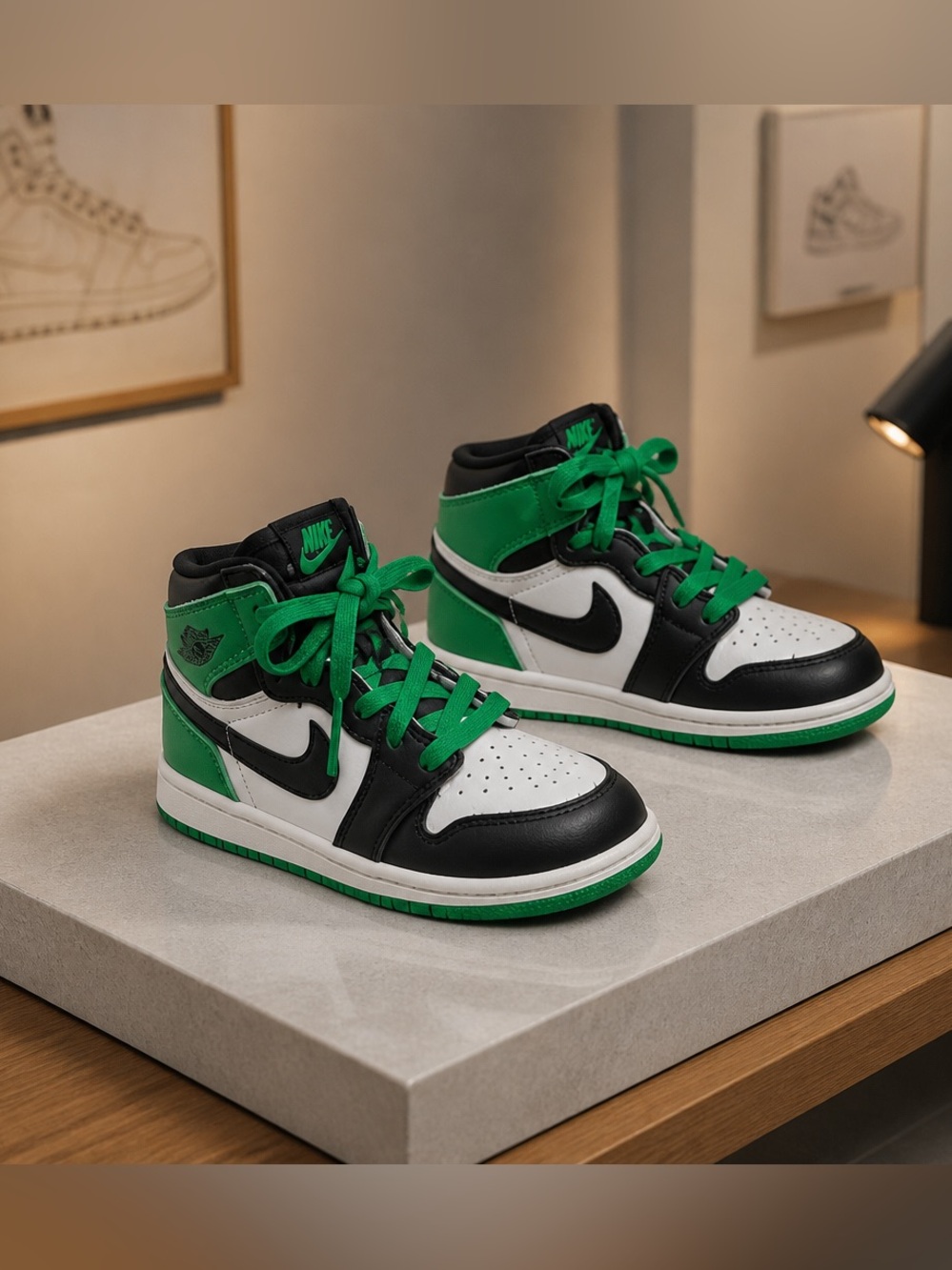 Nike Air Jordan 1 Retro Green Boys Size 7C Athletic Shoes Sneakers